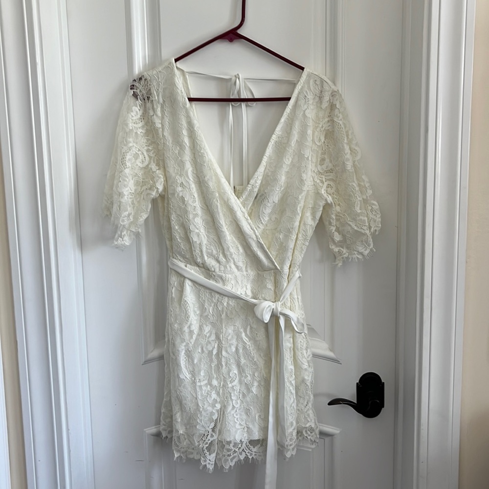 Cream wrap style romper